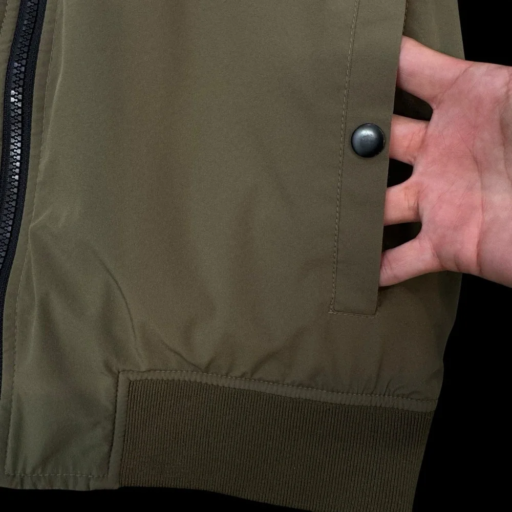 Banana Republic Olive Green‎ Tech Motion Bomber Lined Jacket w/ 3 Pockets Size S